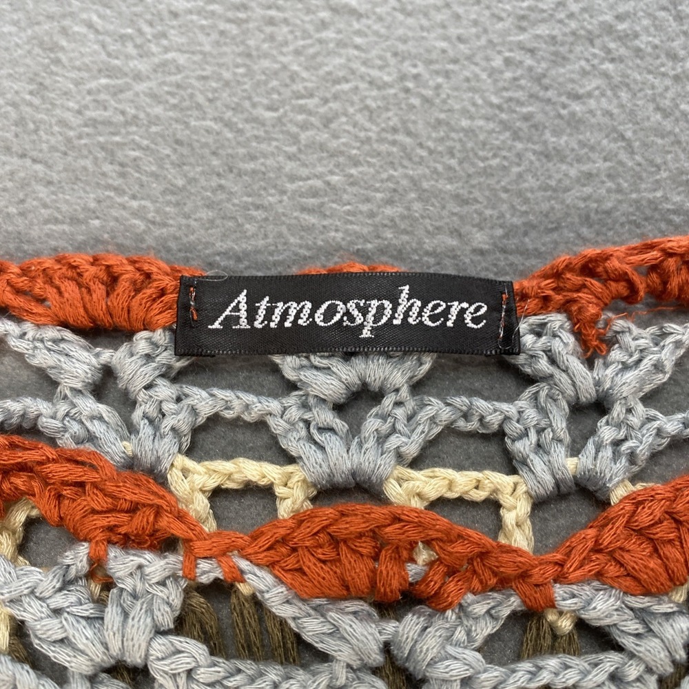Atmosphere Crochet Womens Sweater Small Long Sleeve Boho Hippie Indie Earthy - Picture 2 of 7